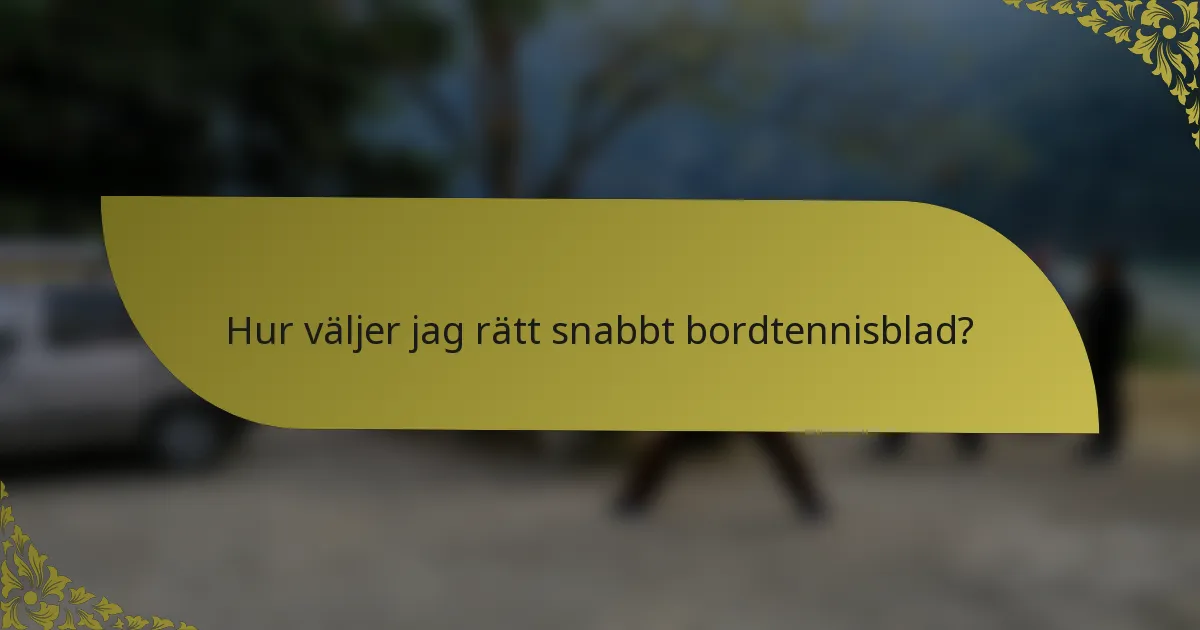 Hur väljer jag rätt snabbt bordtennisblad?